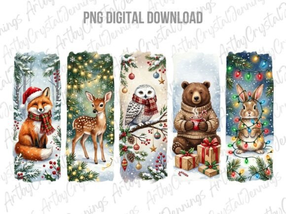 Christmas Animals Brushstroke PNGchristm: A Festive Illustration for Creative Projects