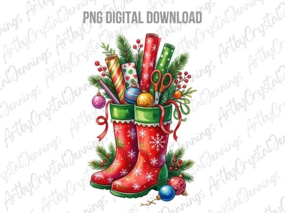 Christmas Boots Wrapping Paper PNG: A Festive Graphic Design Asset for Local Businesses