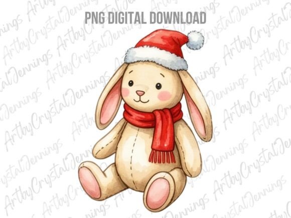 Christmas Bunny Watercolor PNG: Editorial Illustrations for Content