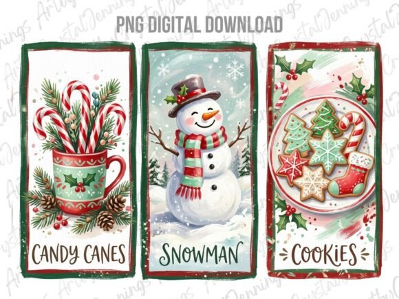 Christmas Candy Canes, Snowman, Cookies: Illustrations for Holiday Branding