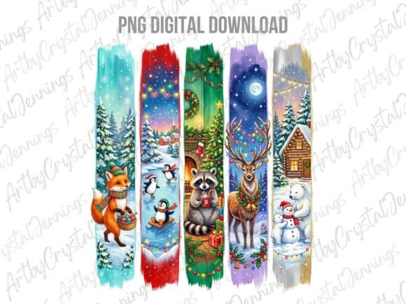 Christmas Holiday Brushstroke Animal PNG Illustrations