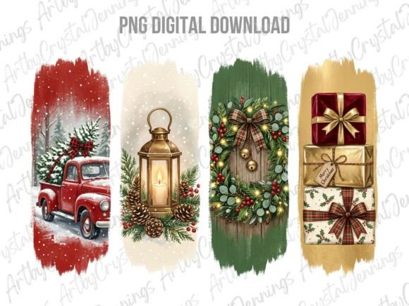 Christmas Holiday Brushstrokes PNG: Illustrations for Branding