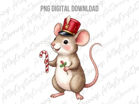 Christmas Holiday Mouse with Candy Cane