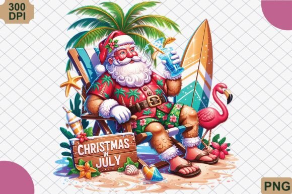 Christmas in July Beach Santa Summer PNG Review for Real Projects
