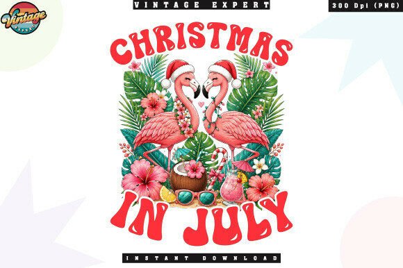 Christmas in July Flamingo Tropical PNG: A Modern Design Asset for Illustrations