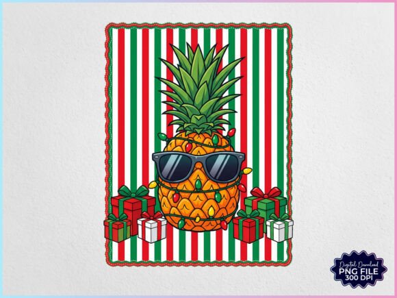 Christmas in July Pineapple Stripe PNG Review for Branding and Illustrations