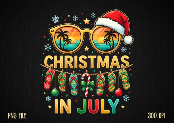 Christmas in July Sunglasses Summer PNG Illustrations