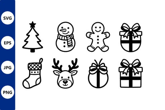 Christmas Line Art Icon Collection Review for Digital Sellers