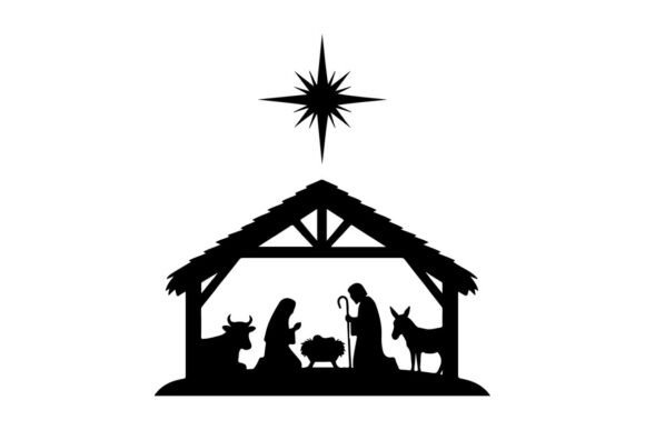 Christmas Nativity Scene Silhouette with: A Versatile Illustration for Branding