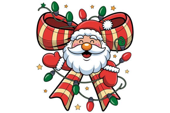 Christmas Santa Bow Illustration for Real Crafting Projects