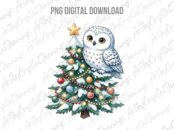Christmas Snowy Owl Tree Bird PNG Review for Illustrations