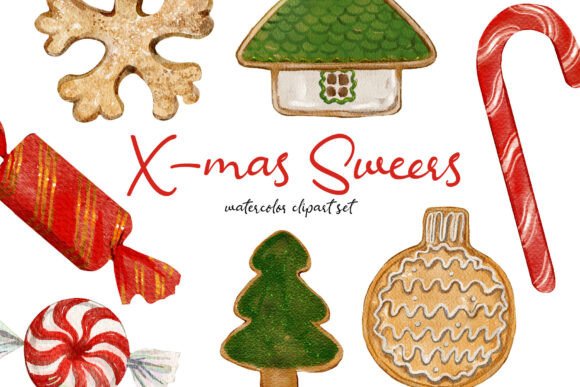 Christmas Sweets Watercolor Clipart Set: Illustrations for Handmade Sellers