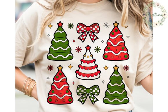 Christmas Tree Bows Sublimation Design in Illustrations