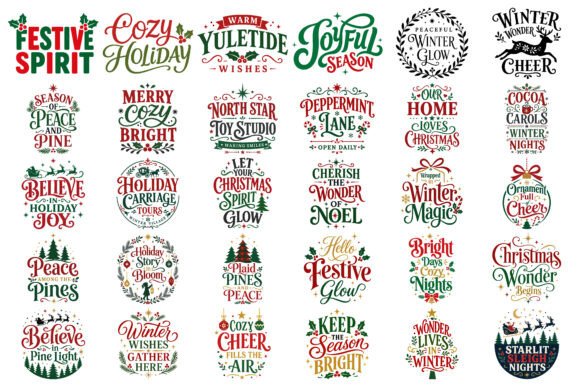 Christmas Winter Typography Bundle for Illustrations and Design Projects