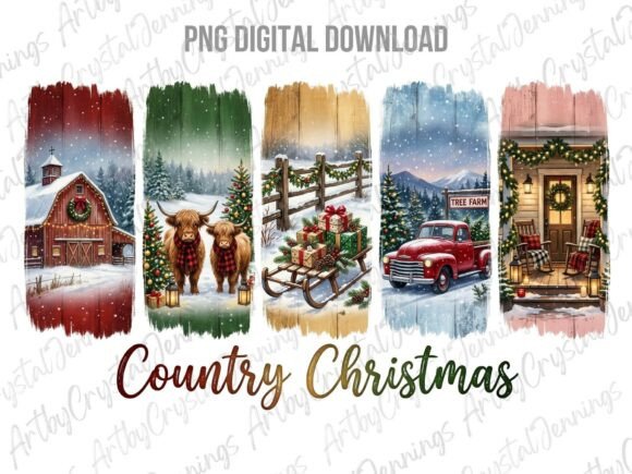 Country Christmas Brushstroke PNG for Cozy Handmade Projects