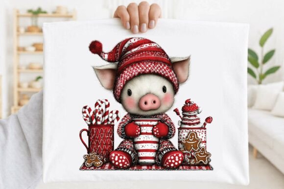 Cute Christmas Pig PNG Clipart: A Festive Illustration for Creative Projects
