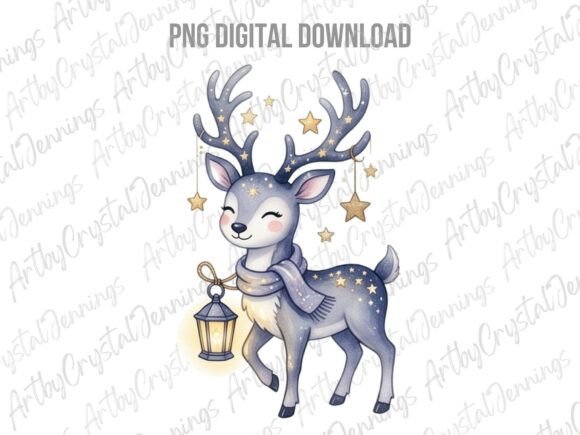 Cute Whimsical Christmas Reindeer PNG and Illustrations Review