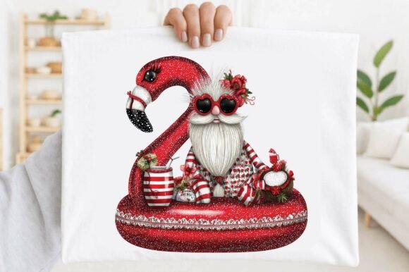 Flamingo Pool Float Christmas Gnome PNG: A Playful Illustration for Content Creators