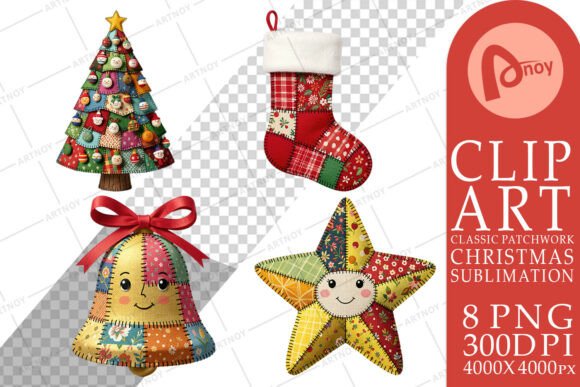 Patchwork Christmas Folk Art Illustrations: A Designer’s Perspective