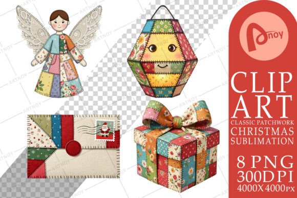 Patchwork Christmas Sublimation PNGs: A Holiday Illustrations Boost for Content Creators