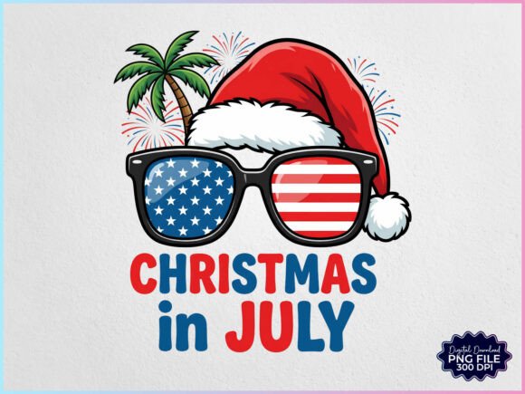 Patriotic Christmas in July PNG for Illustrations
