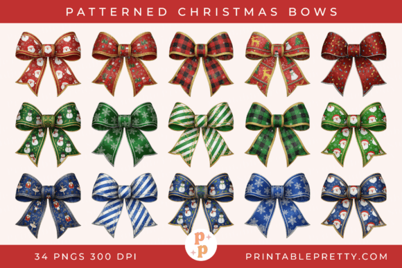Patterned Christmas Bows Clipart PNG: A Designer’s Review for Branding