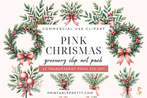 Pink Christmas Greenery Clipart PNG: A Practical Review for Handmade Sellers and Illustrations