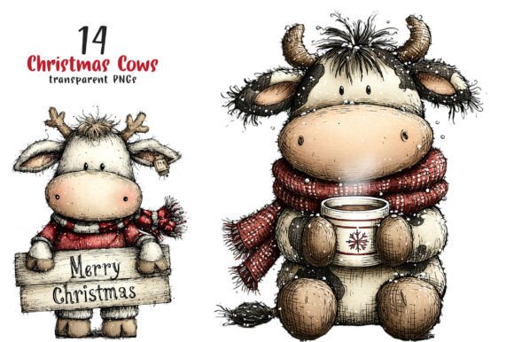 Rustic Christmas Cute Cows Clipart: A Brand Designer’s Review for Seasonal Illustrations