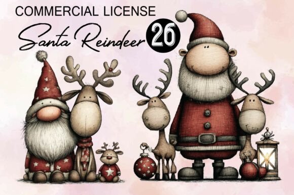 Santa Reindeer Christmas Clipart Review