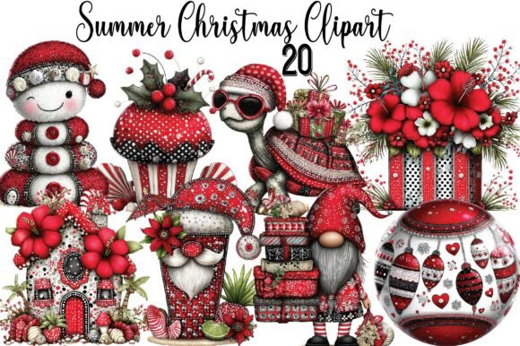 Summer Christmas PNG Clipart for Illustrations