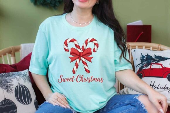 Sweet Christmas Candy Cane with Bow Png Illustrations