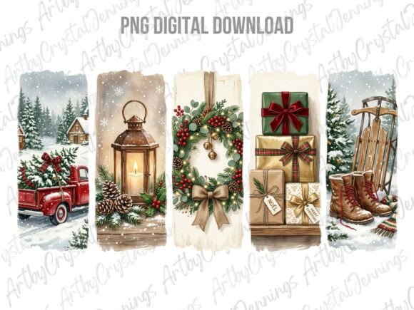 Watercolor Christmas Brushstroke PNG: A Festive Illustration for Handmade Creations