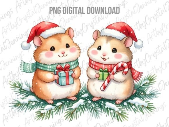 Watercolor Christmas Hamsters PNG: A Designer’s Review for Holiday Illustrations