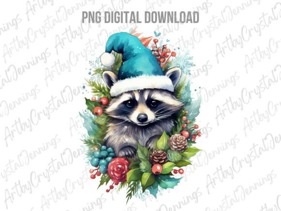Watercolor Christmas Holiday Raccoon PNG Review for Real Projects