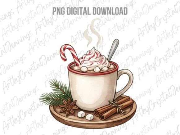 Watercolor Christmas Hot Cocoa Mug PNG Embroidery Review