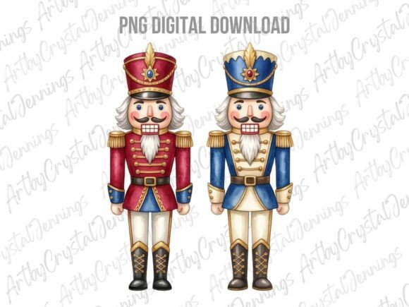 Watercolor Christmas Nutcrackers PNG