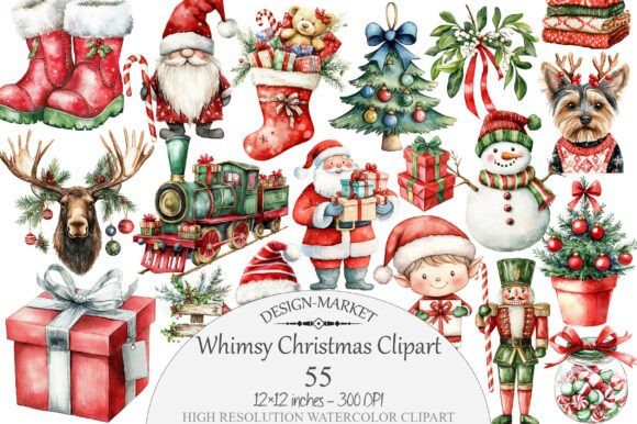Watercolor Whimsy Christmas Clipart & Illustrations Review