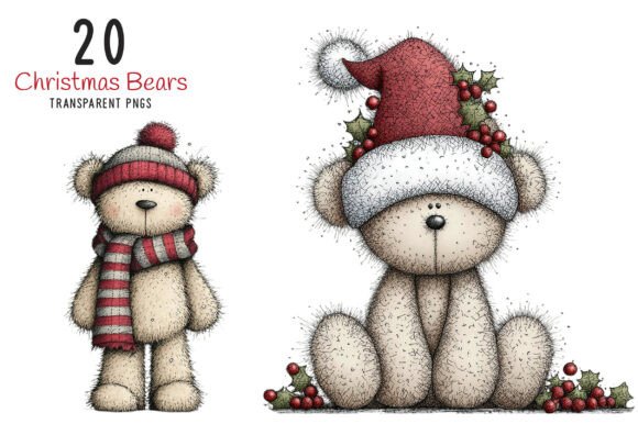 Whimsical Christmas Bears Clipart and Illustrations Review