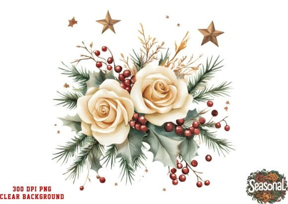 White Rose Star Christmas Wreath PNG: A Seller’s Review for Illustrations