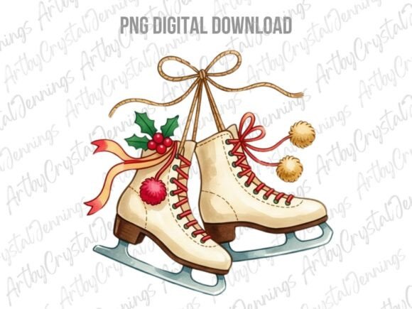 Winter Christmas Ice Skates PNG Illustrations Review